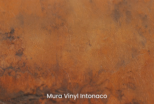 Zbliżenie na artystyczną fototapetę o nazwie Rustic Copper na podłożu Mura Vinyl Intonaco - struktura tartego tynku.
