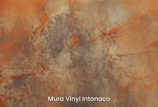 Zbliżenie na artystyczną fototapetę o nazwie Copper Patina na podłożu Mura Vinyl Intonaco - struktura tartego tynku.