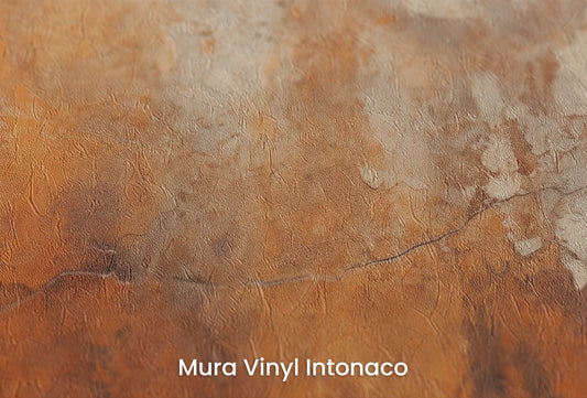Zbliżenie na artystyczną fototapetę o nazwie Amber Mist na podłożu Mura Vinyl Intonaco - struktura tartego tynku.
