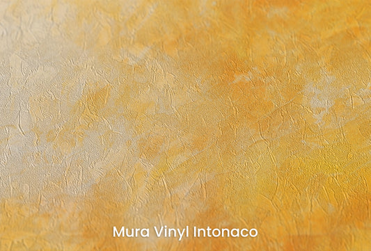 Zbliżenie na artystyczną fototapetę o nazwie Golden Blaze na podłożu Mura Vinyl Intonaco - struktura tartego tynku.