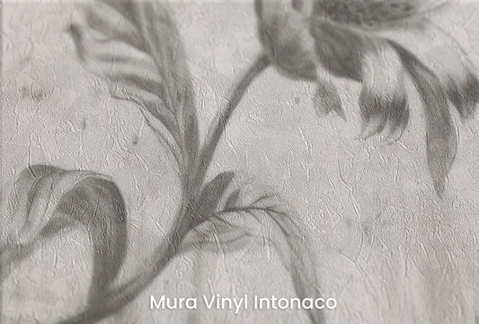 Zbliżenie na artystyczną fototapetę o nazwie CONCRETE BLOOM na podłożu Mura Vinyl Intonaco - struktura tartego tynku.