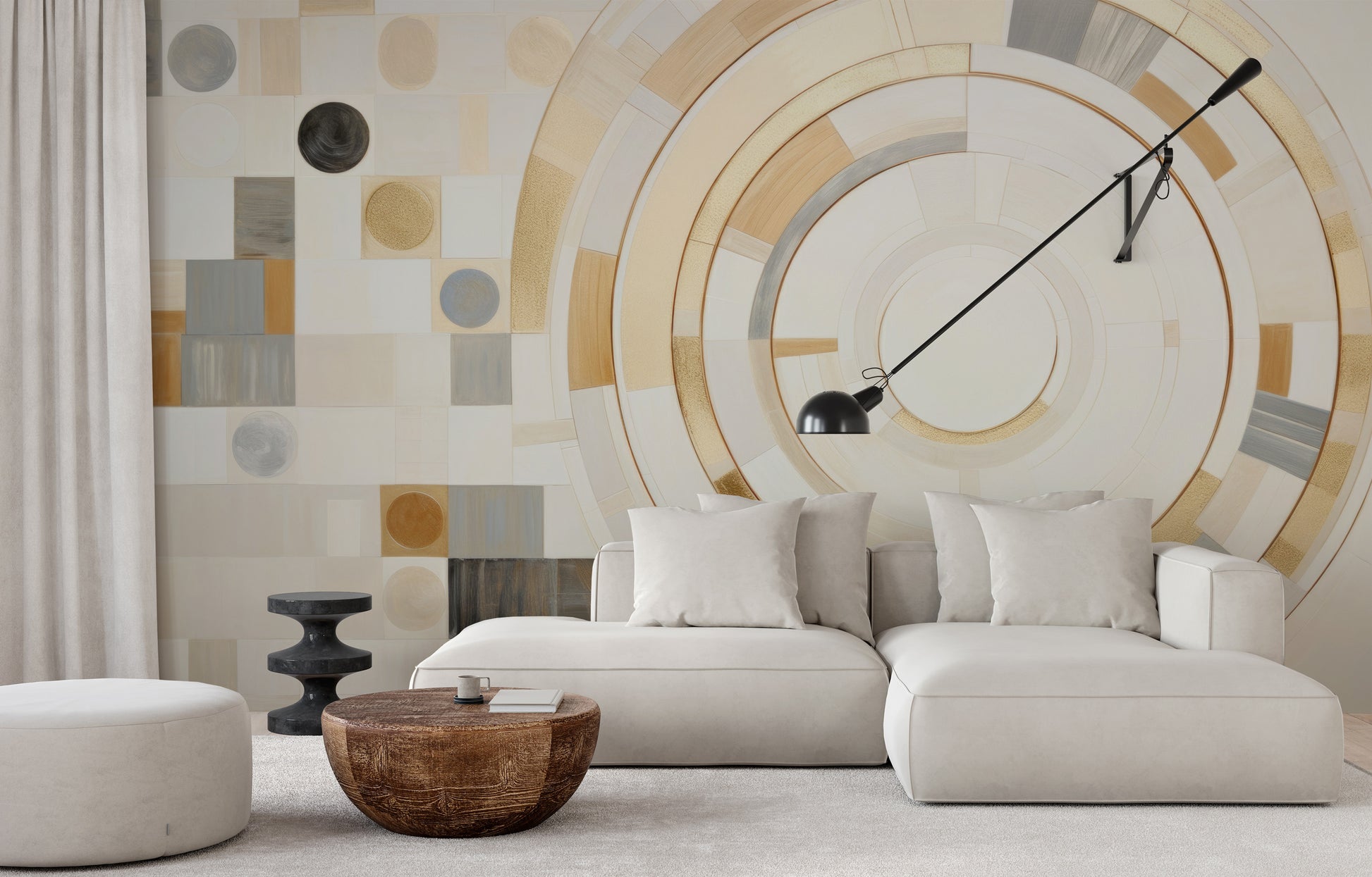 Fototapeta o nazwie GEOMETRIC ORBITAL MOSAIC użyta w aranzacji wnętrza.