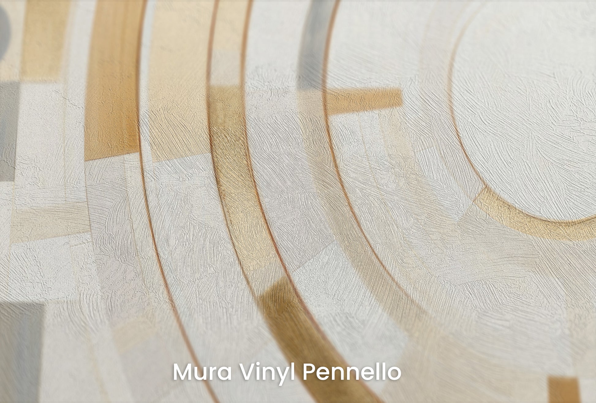 Zbliżenie na artystyczną fototapetę o nazwie GEOMETRIC ORBITAL MOSAIC na podłożu Mura Vinyl Pennello - faktura pociągnięć pędzla malarskiego.