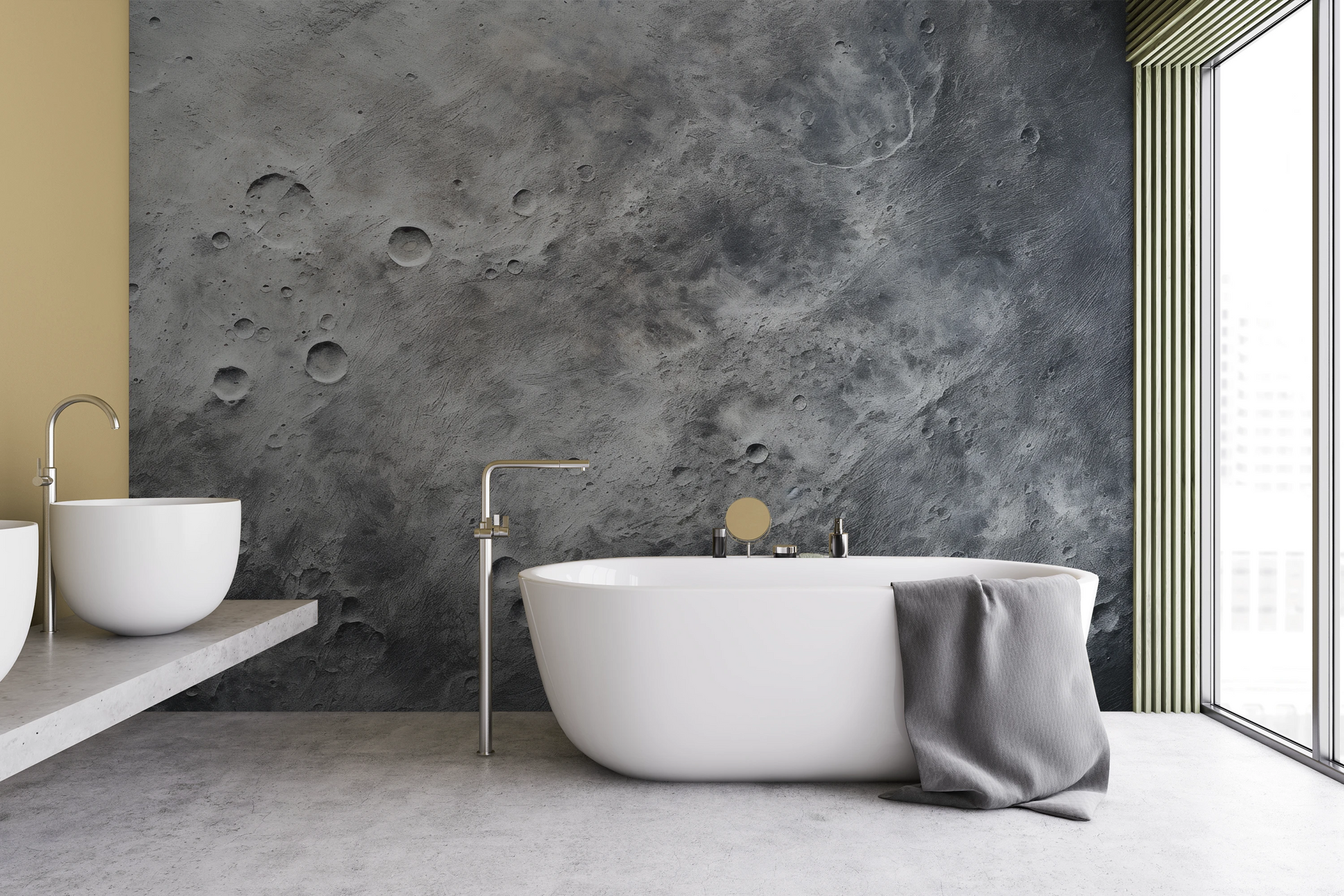 Wzór fototapety malowanej o nazwie Moon's Tranquility #2 pokazanej w aranżacji wnętrza.