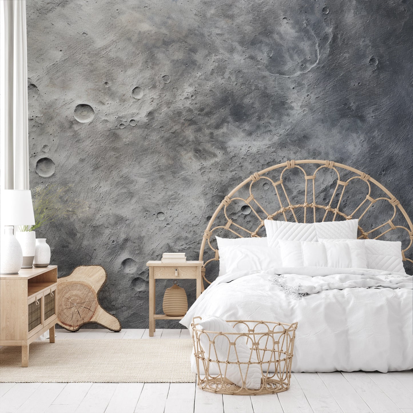 Wzór fototapety o nazwie Moon's Tranquility #2 pokazanej w kontekście pomieszczenia.