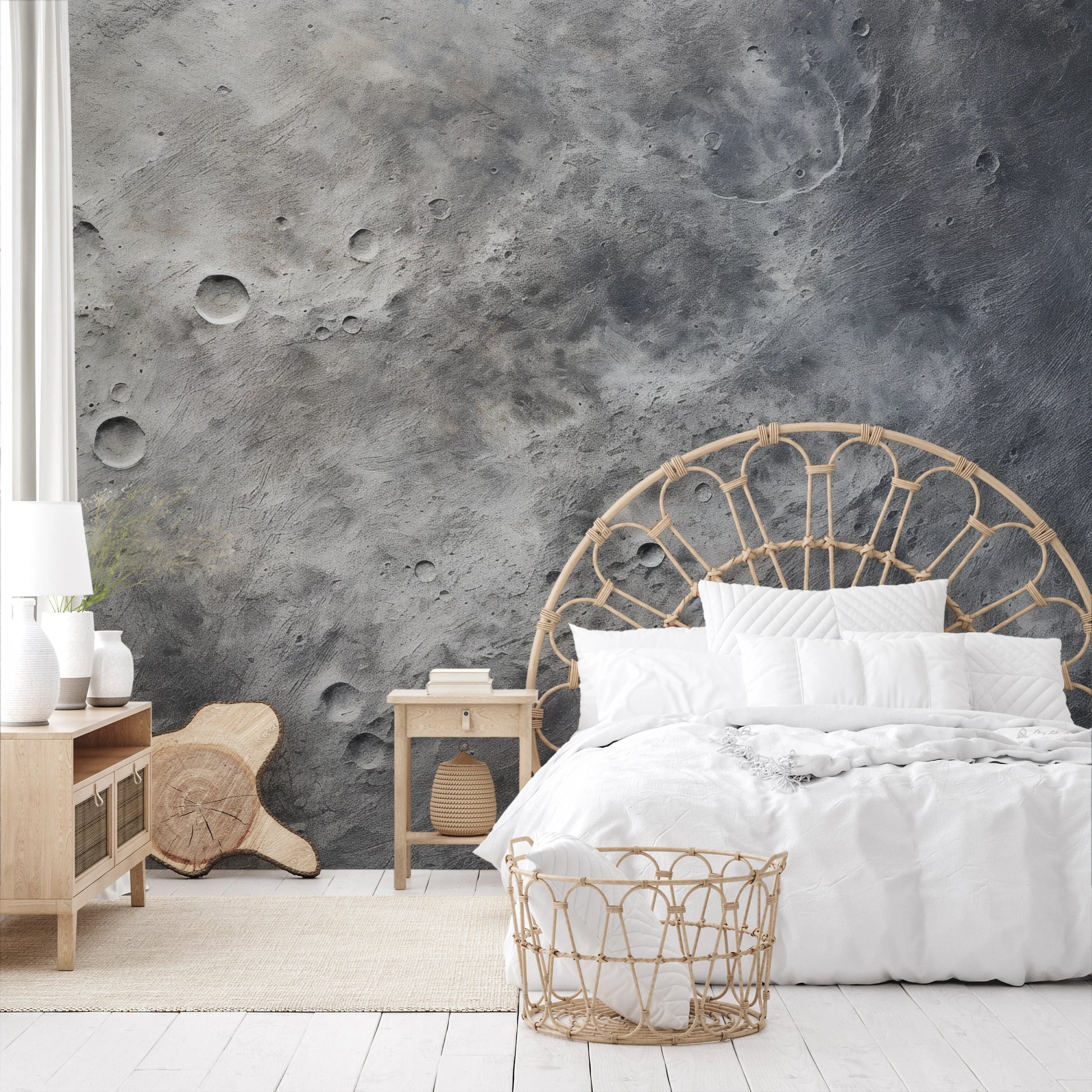 Wzór fototapety o nazwie Moon's Tranquility #2 pokazanej w kontekście pomieszczenia.