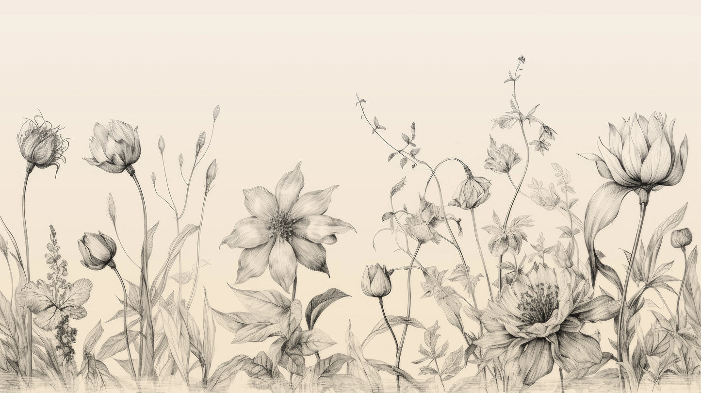 Prezentacja całego wzoru fototapety o nazwie Botanical Study