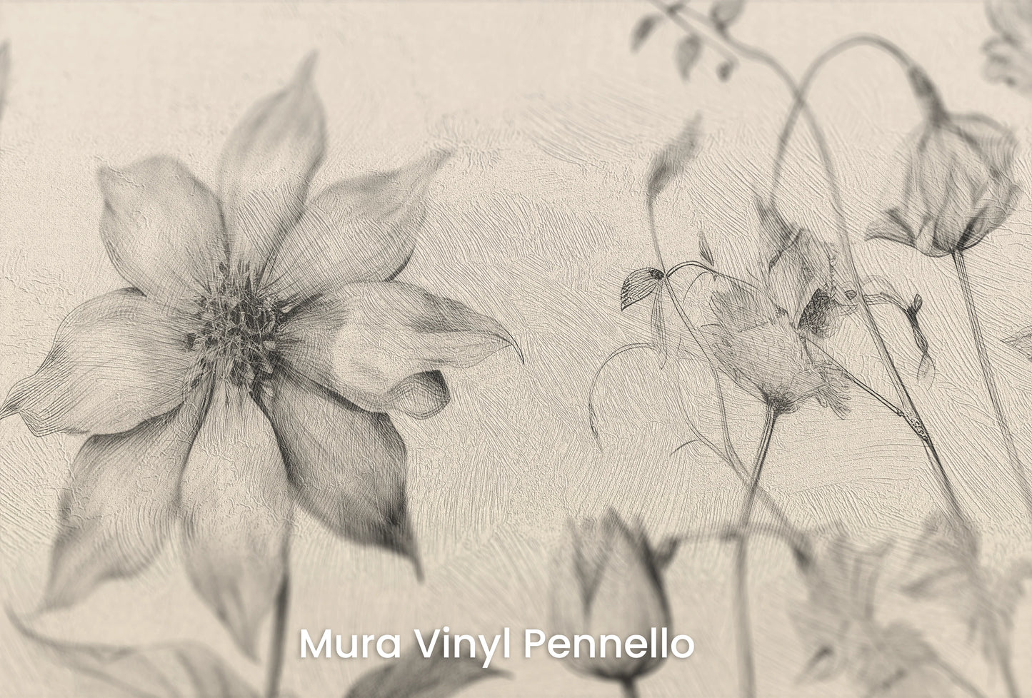 Zbliżenie na artystyczną fototapetę o nazwie Botanical Study na podłożu Mura Vinyl Pennello - faktura pociągnięć pędzla malarskiego.