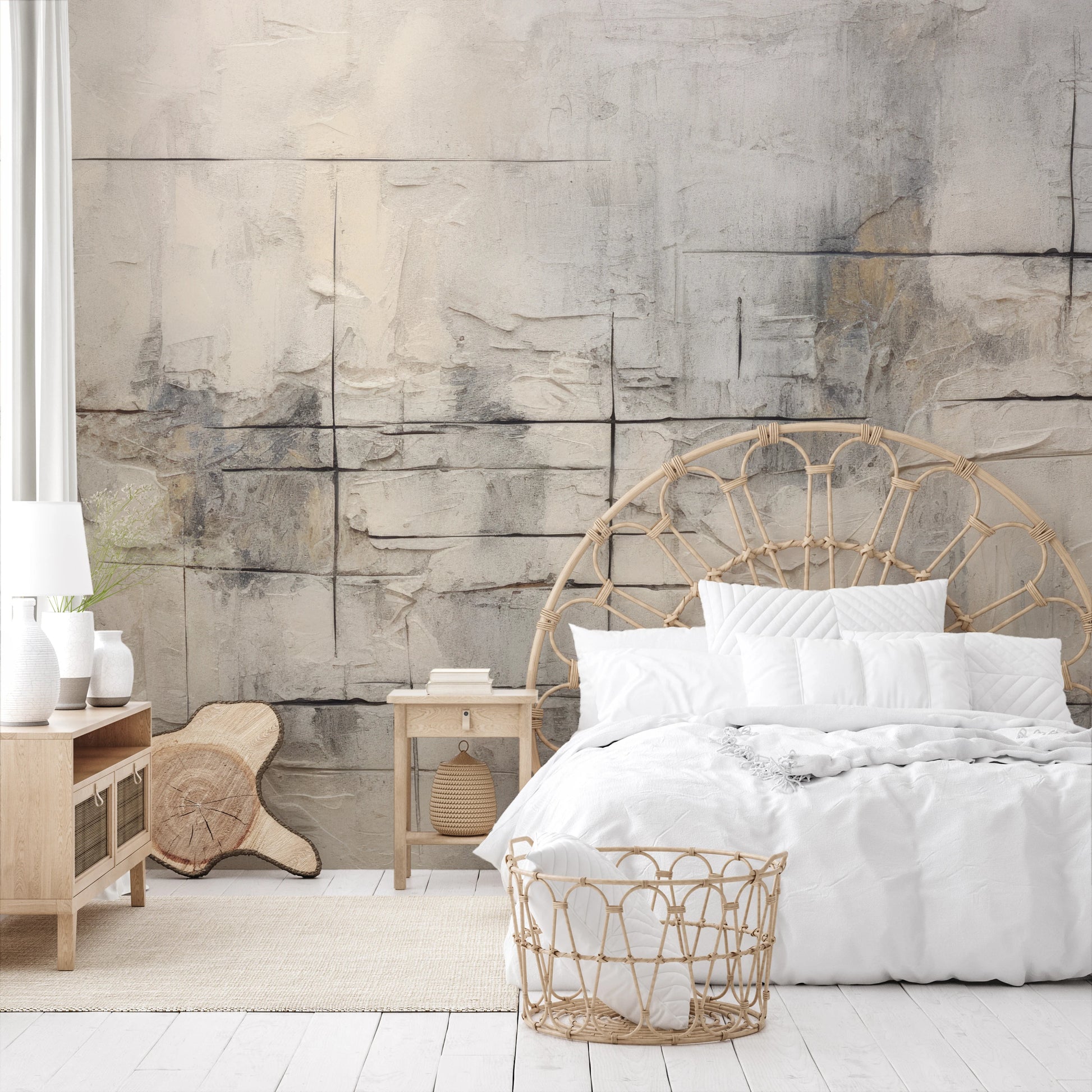 Wzór fototapety malowanej o nazwie Subtle Elegance pokazanej w aranżacji wnętrza.