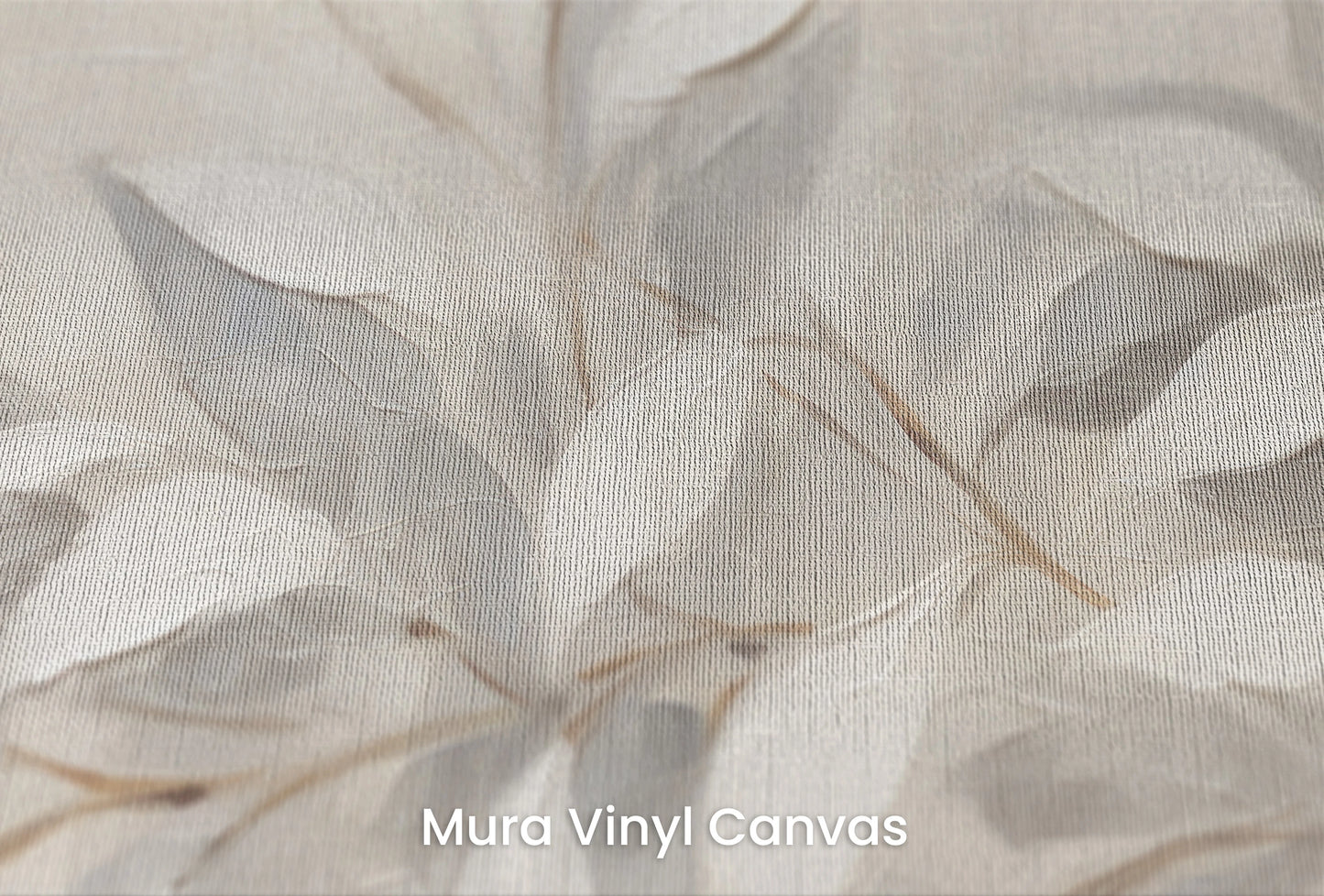 Zbliżenie na artystyczną fototapetę o nazwie Silver Leaf Design na podłożu Mura Vinyl Canvas - faktura naturalnego płótna.