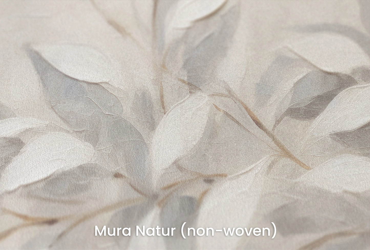 Zbliżenie na artystyczną fototapetę o nazwie Silver Leaf Design na podłożu Mura Natur (non-woven) - naturalne i ekologiczne podłoże.