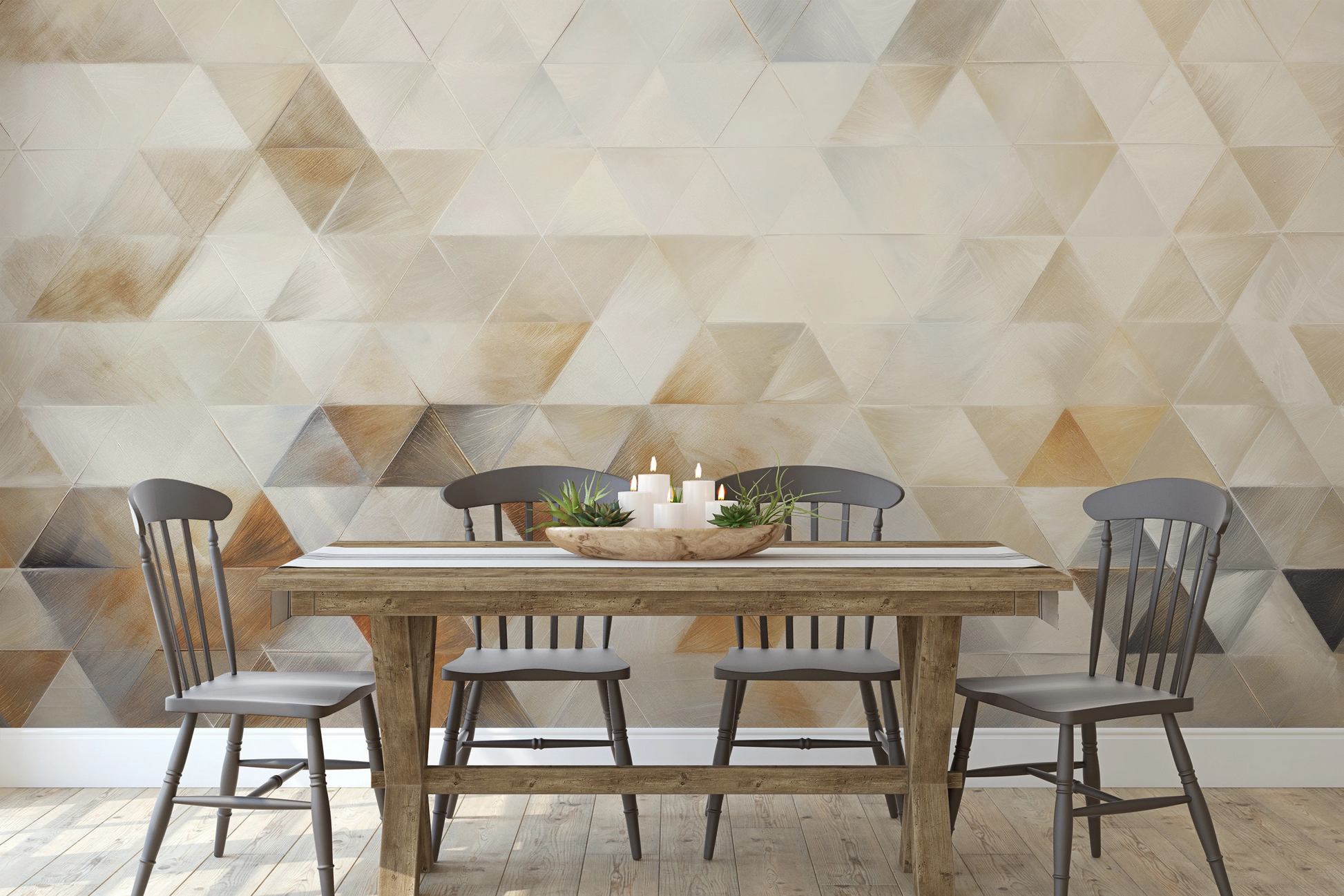 Wzór fototapety artystycznej o nazwie Tactile Weave pokazanej w aranżacji wnętrza.