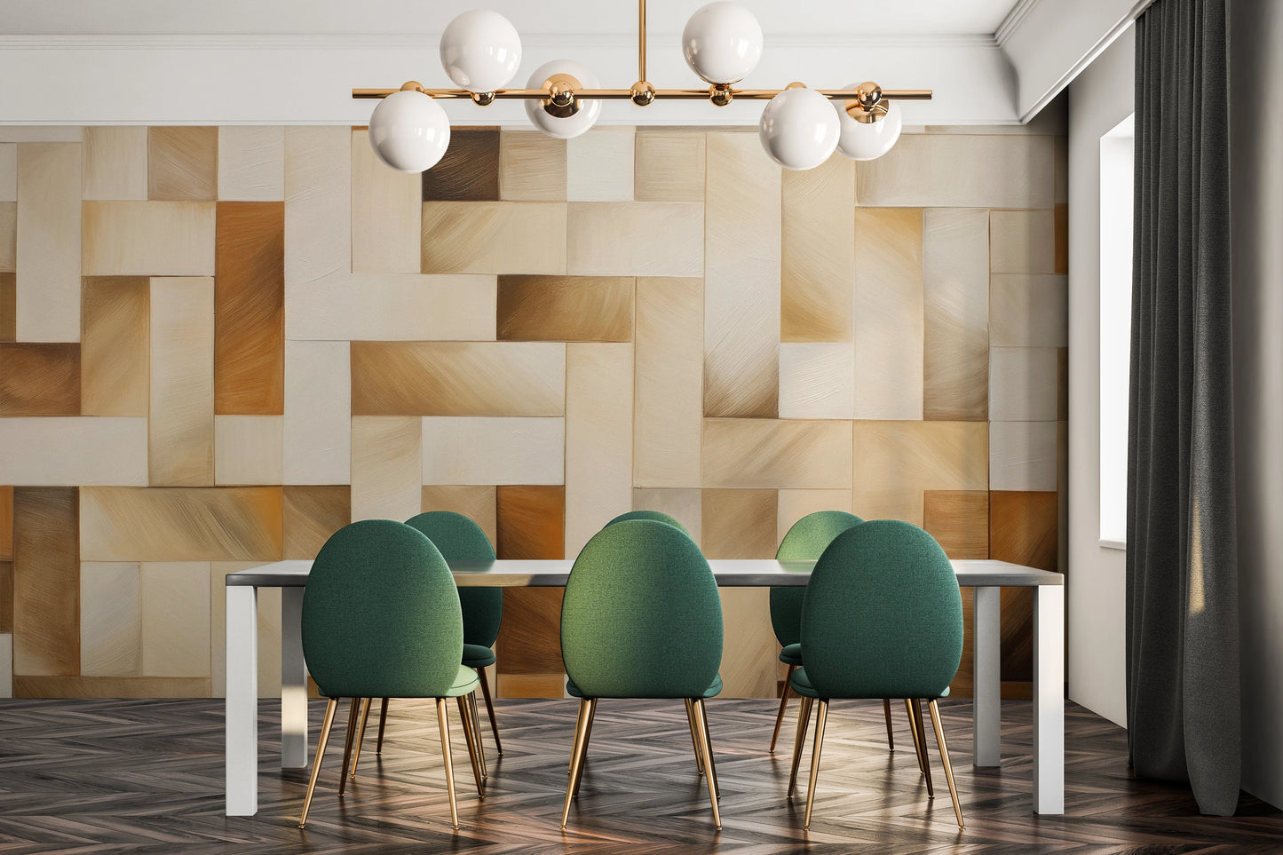 Wzór fototapety o nazwie Triangular Fade pokazanej w kontekście pomieszczenia.