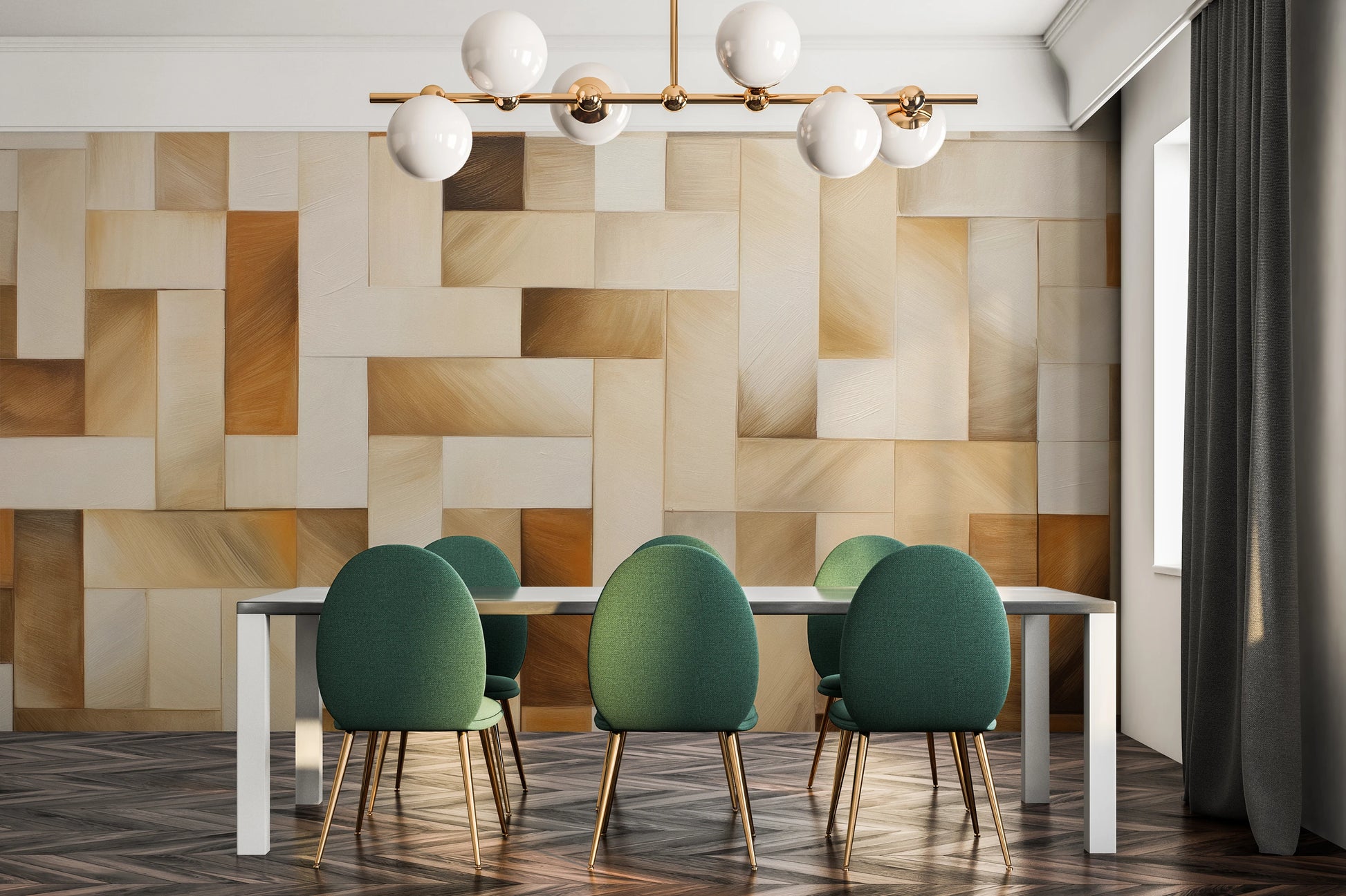 Wzór fototapety o nazwie Triangular Fade pokazanej w kontekście pomieszczenia.