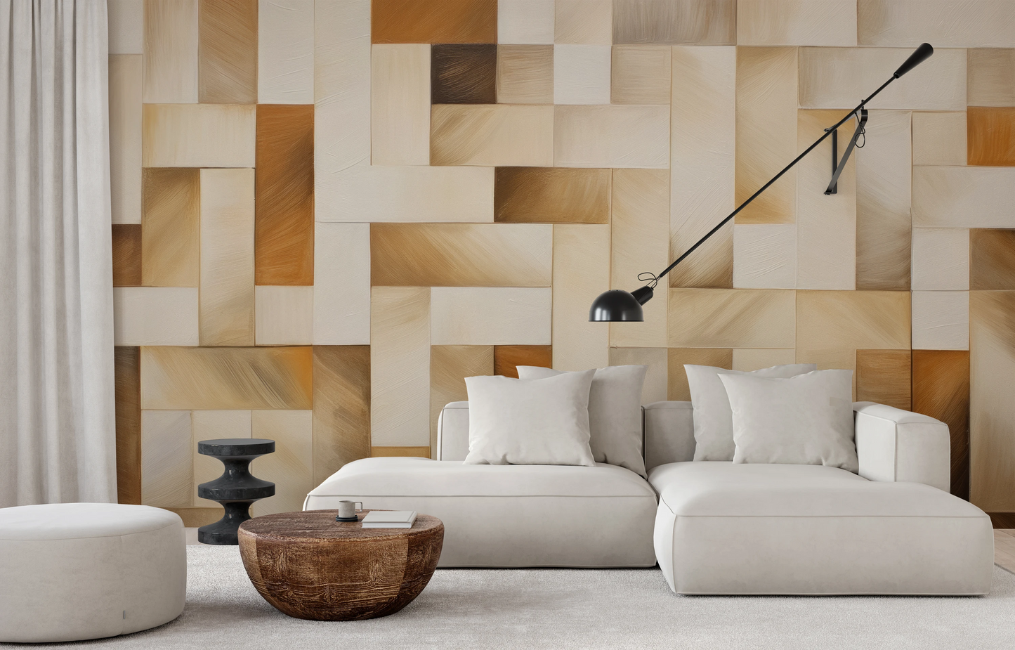 Wzór fototapety artystycznej o nazwie Triangular Fade pokazanej w aranżacji wnętrza.