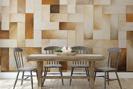 Wzór fototapety artystycznej o nazwie Triangular Fade pokazanej w aranżacji wnętrza.