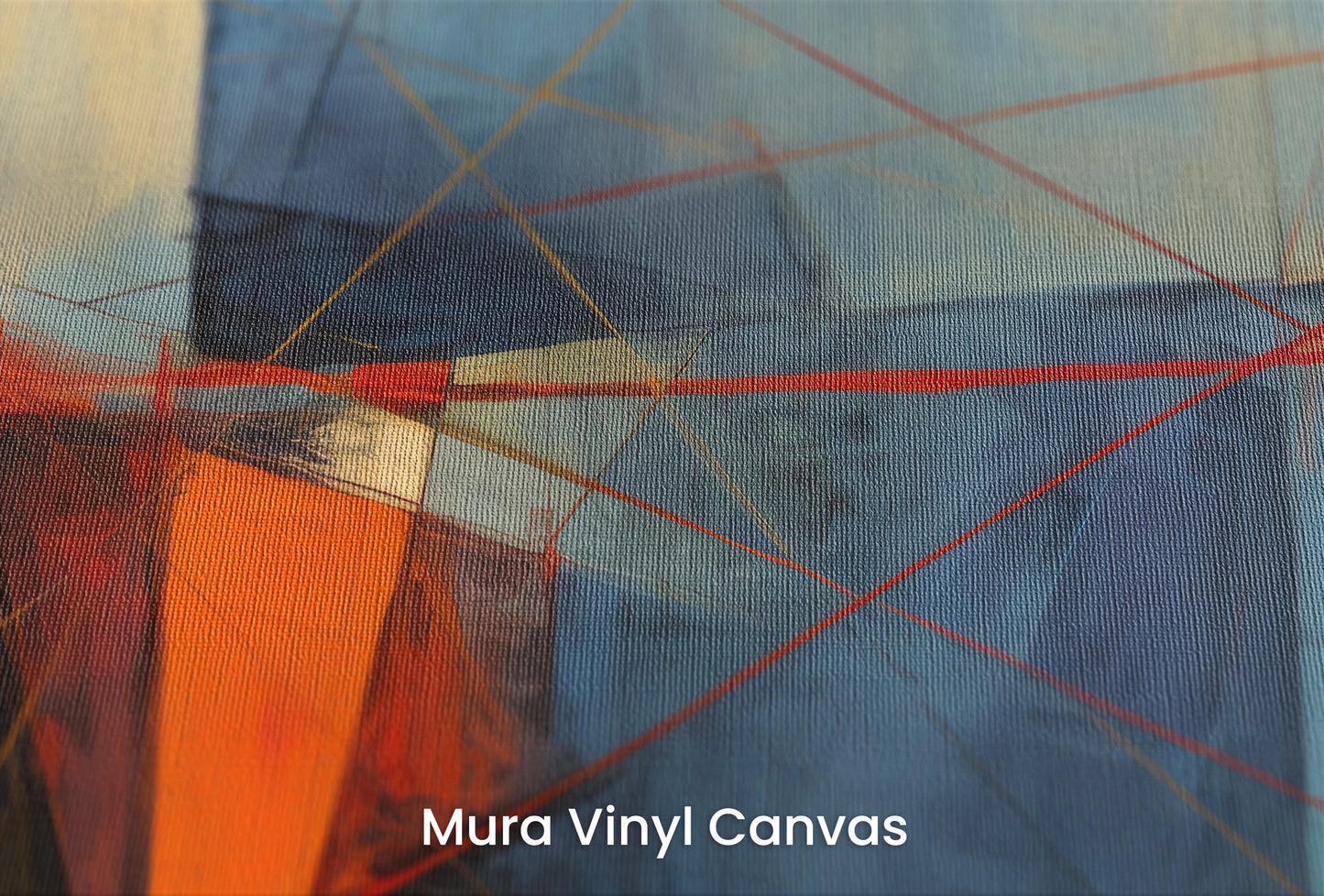 Zbliżenie na artystyczną fototapetę o nazwie Amber Geometric na podłożu Mura Vinyl Canvas - faktura naturalnego płótna.