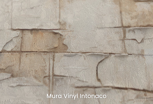 Zbliżenie na artystyczną fototapetę o nazwie Cracked Elegance na podłożu Mura Vinyl Intonaco - struktura tartego tynku.