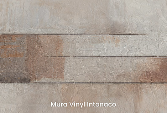 Zbliżenie na artystyczną fototapetę o nazwie Rustic Modernity na podłożu Mura Vinyl Intonaco - struktura tartego tynku.