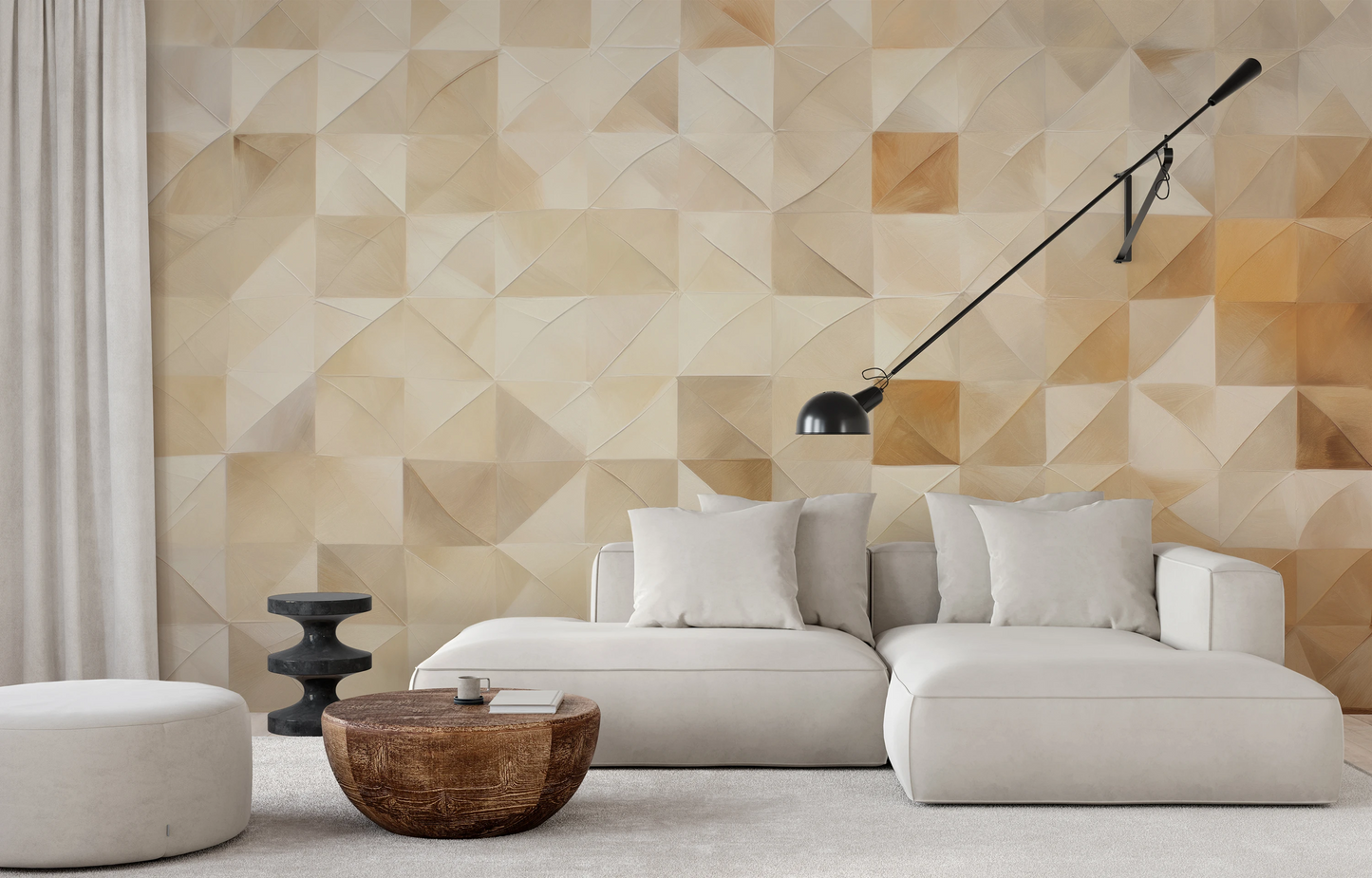 Fototapeta malowana o nazwie Golden Mosaic pokazana w aranżacji wnętrza.
