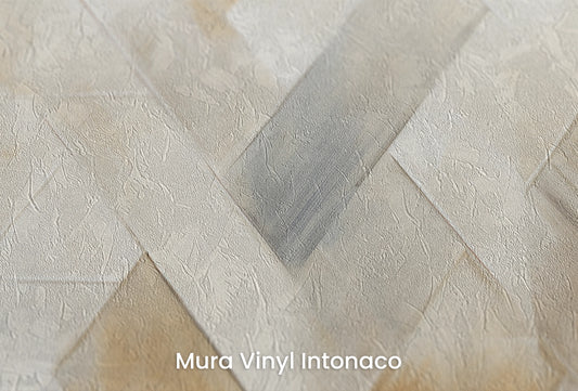 Zbliżenie na artystyczną fototapetę o nazwie Weaving Light na podłożu Mura Vinyl Intonaco - struktura tartego tynku.