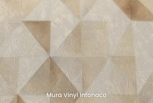 Zbliżenie na artystyczną fototapetę o nazwie Pyramid Shade na podłożu Mura Vinyl Intonaco - struktura tartego tynku.