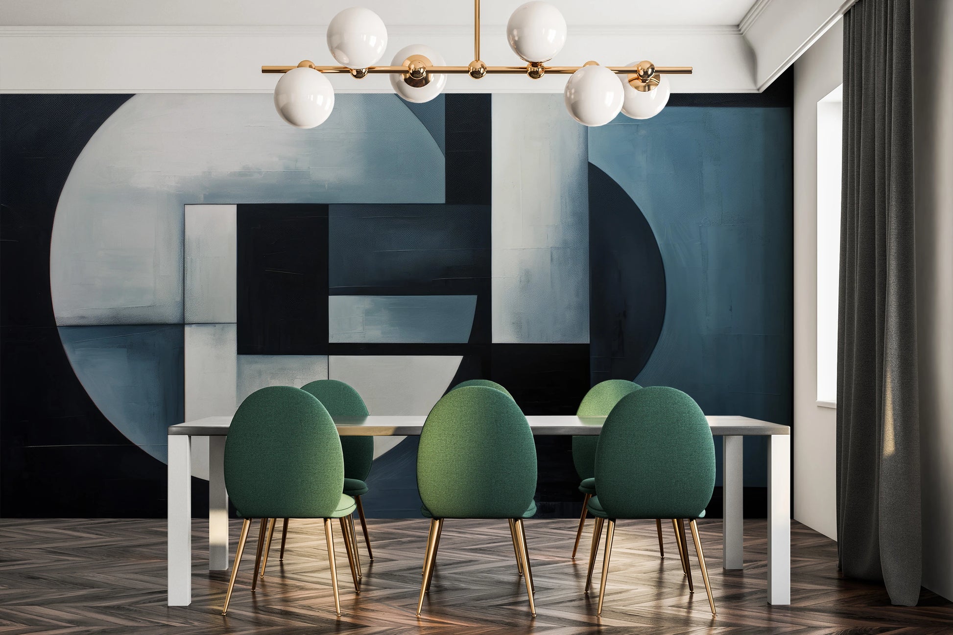 Wzór fototapety artystycznej o nazwie Lunar Contrast #3 pokazanej w aranżacji wnętrza.