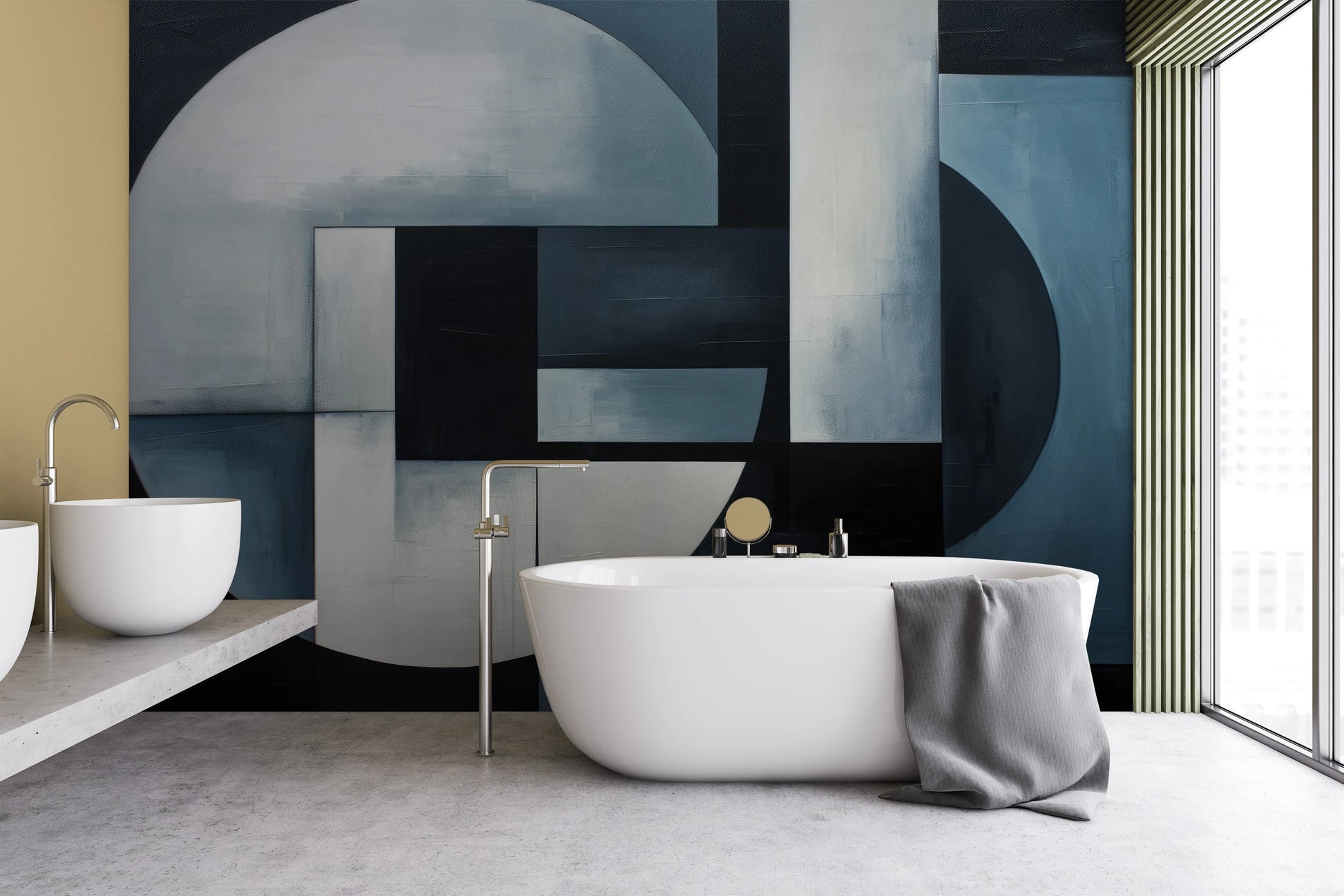 Wzór fototapety artystycznej o nazwie Lunar Contrast #3 pokazanej w aranżacji wnętrza.