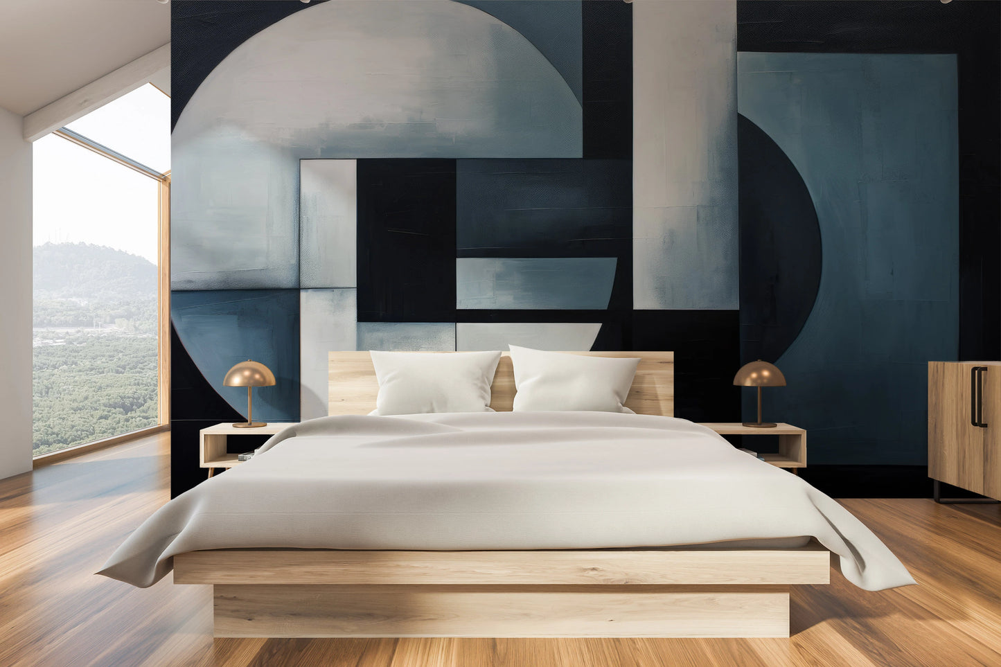 Wzór fototapety malowanej o nazwie Lunar Contrast #3 pokazanej w aranżacji wnętrza.