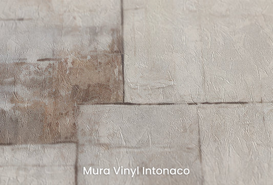 Zbliżenie na artystyczną fototapetę o nazwie Ivory Composition na podłożu Mura Vinyl Intonaco - struktura tartego tynku.