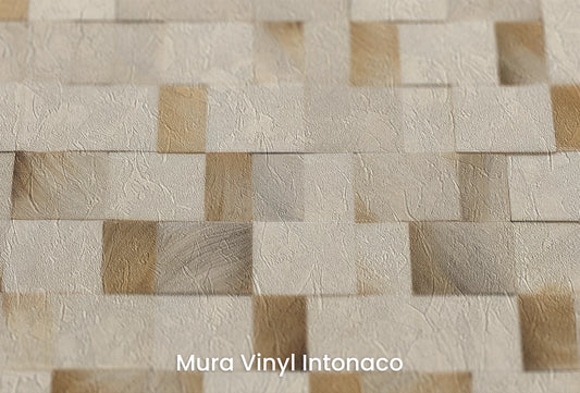Zbliżenie na artystyczną fototapetę o nazwie Wooden Weave na podłożu Mura Vinyl Intonaco - struktura tartego tynku.