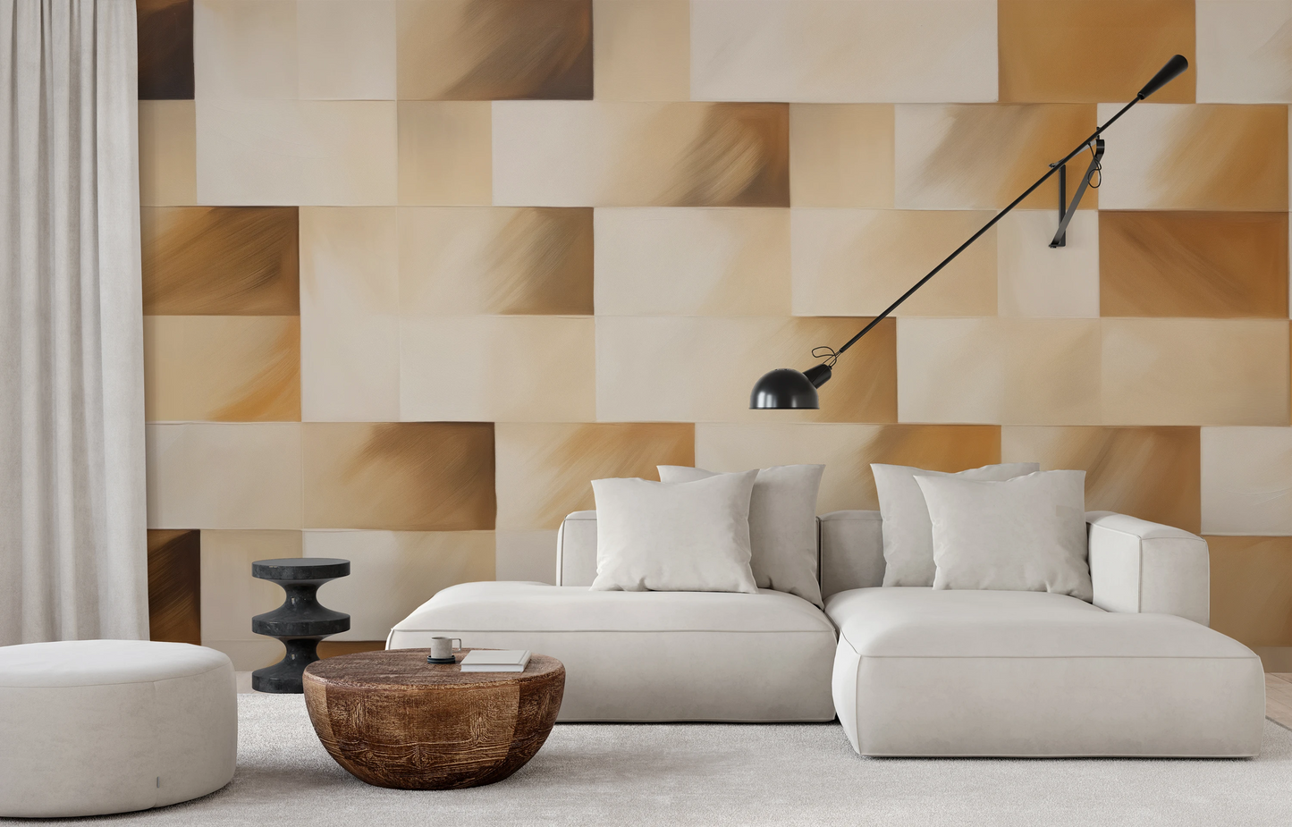 Fototapeta malowana o nazwie Beige Bricks pokazana w aranżacji wnętrza.