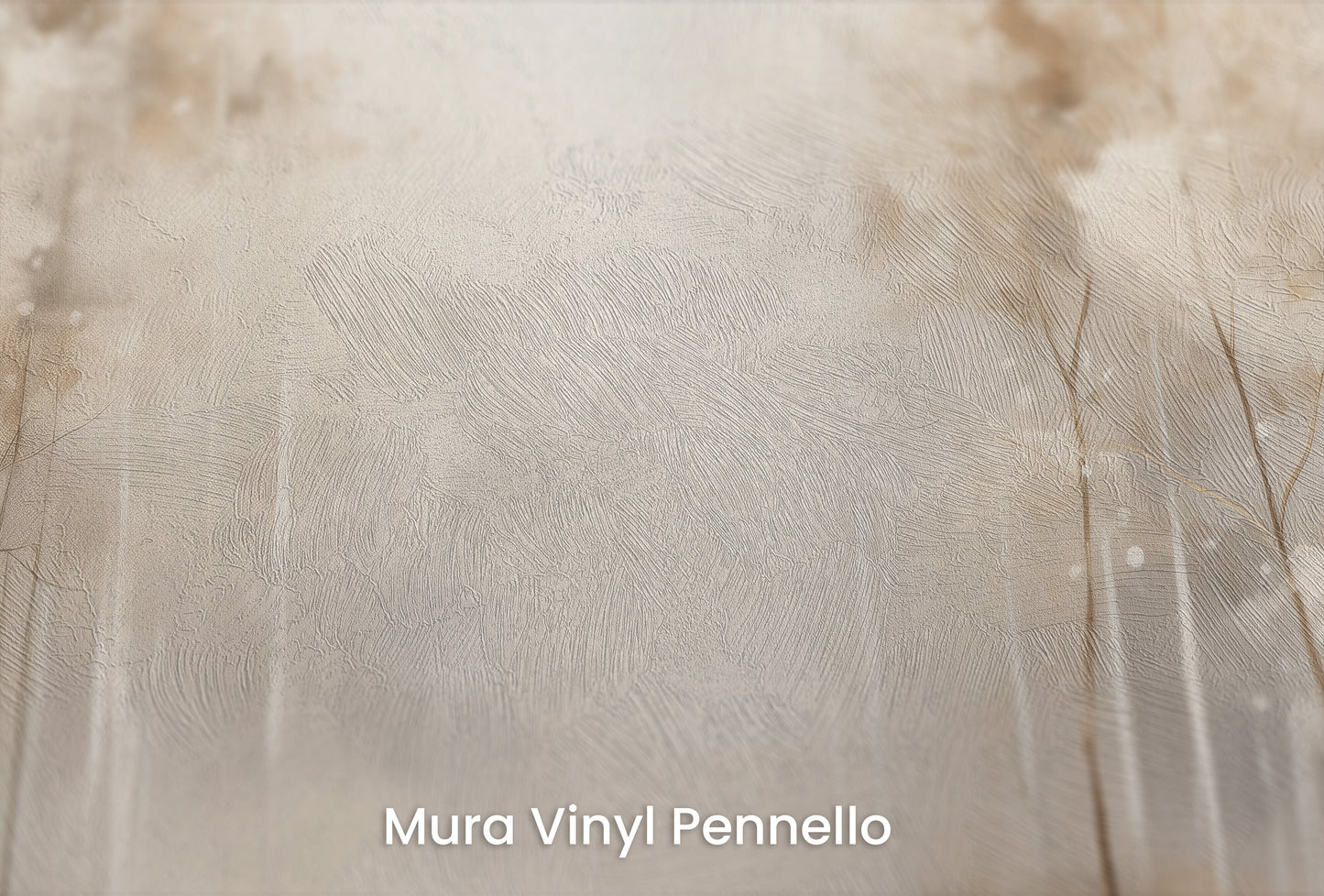 Zbliżenie na artystyczną fototapetę o nazwie SOFT WINTER GLOW MURAL na podłożu Mura Vinyl Pennello - faktura pociągnięć pędzla malarskiego.