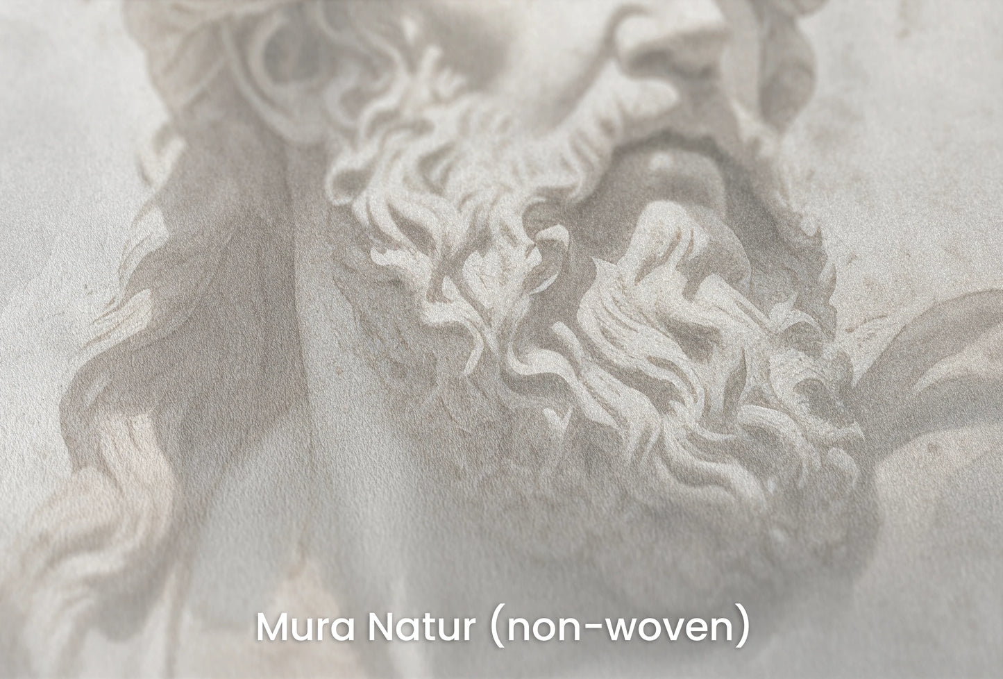 Zbliżenie na artystyczną fototapetę o nazwie Stoic Gaze na podłożu Mura Natur (non-woven) - naturalne i ekologiczne podłoże.