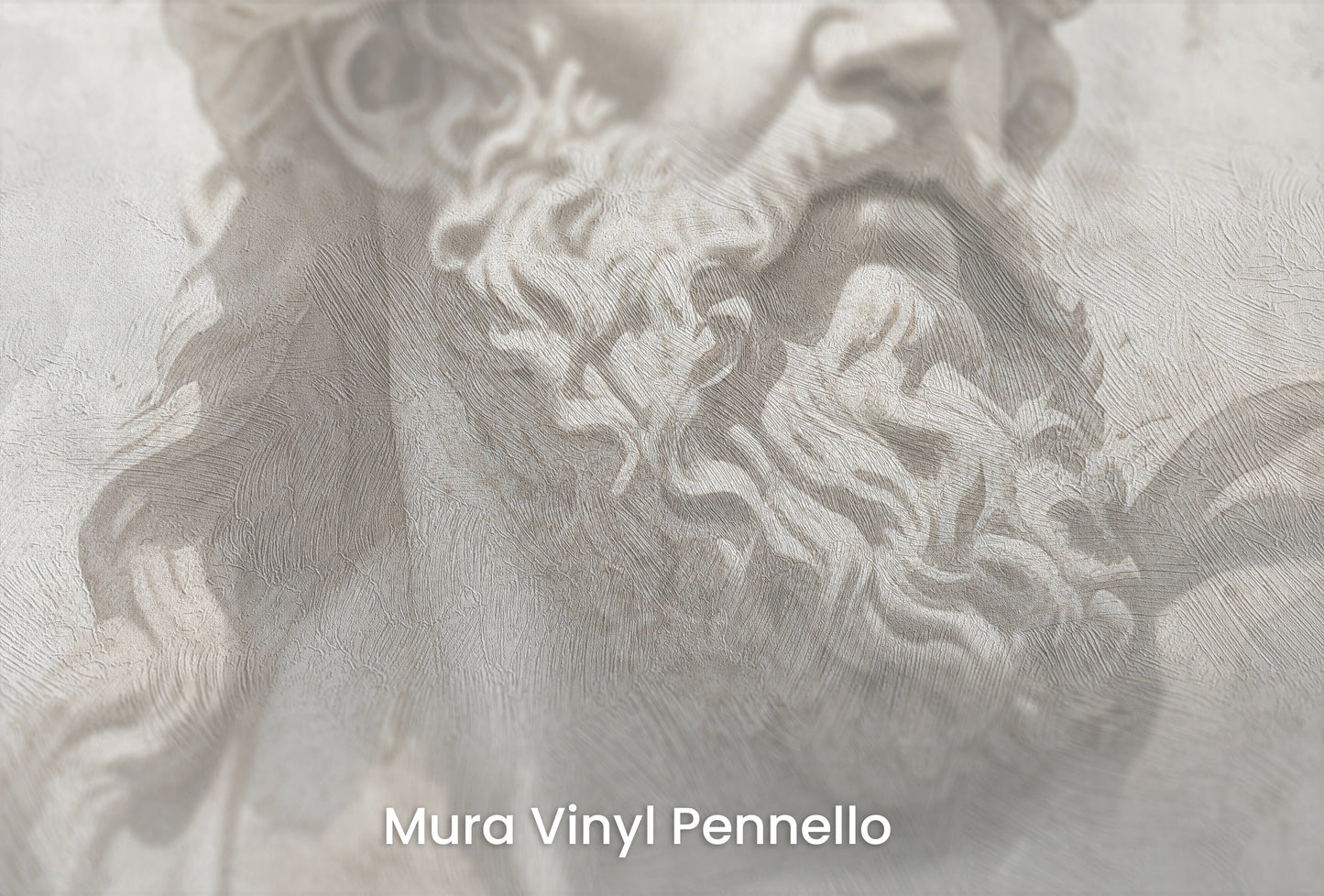 Zbliżenie na artystyczną fototapetę o nazwie Stoic Gaze na podłożu Mura Vinyl Pennello - faktura pociągnięć pędzla malarskiego.