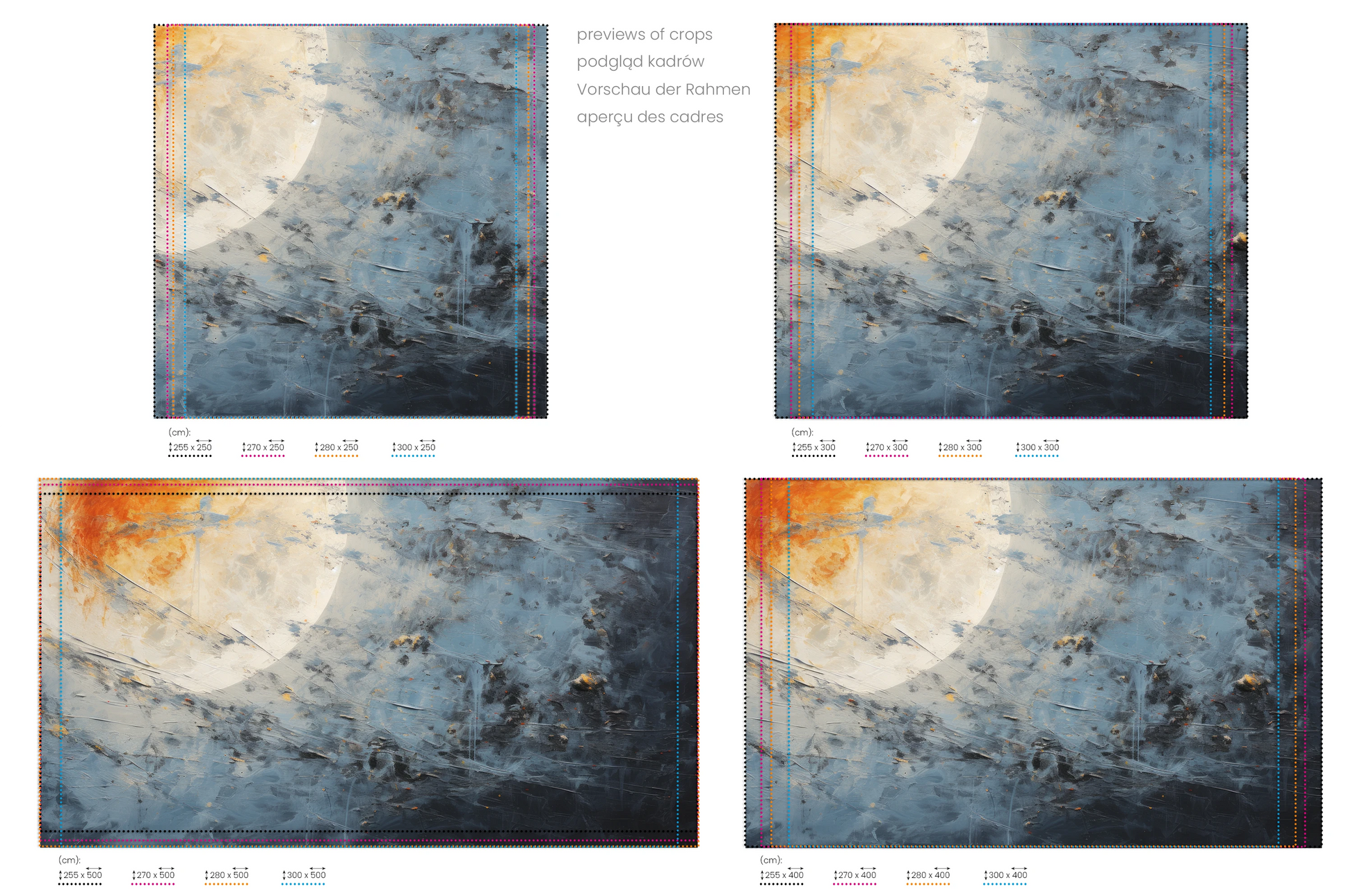 Na obrazie znajduje się prezentacja przykładowych rozmiarów fototapety o nazwie Solar Flare #3. Rozmiar fototapety jest dowolny.