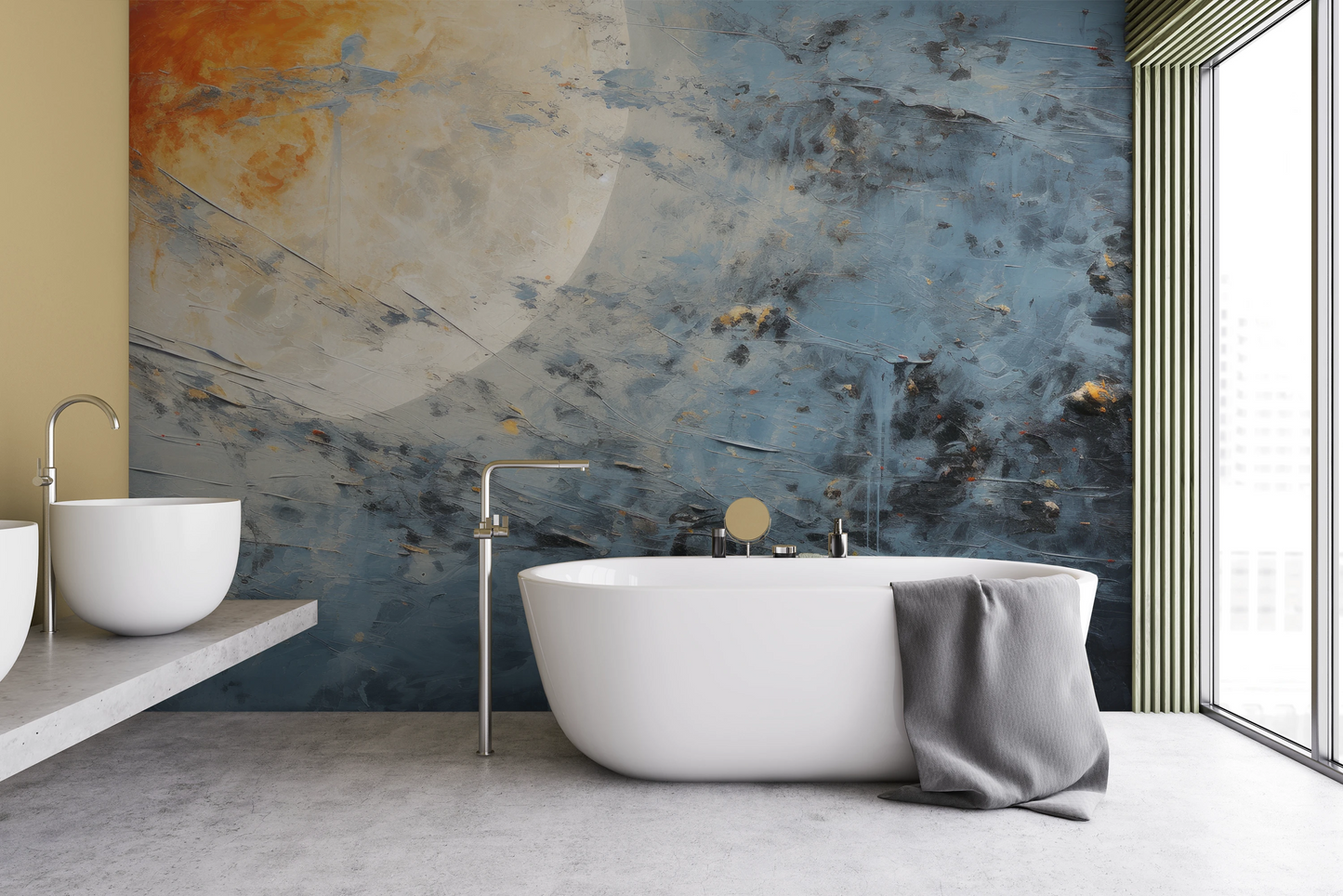 Wzór fototapety artystycznej o nazwie Solar Flare #3 pokazanej w aranżacji wnętrza.