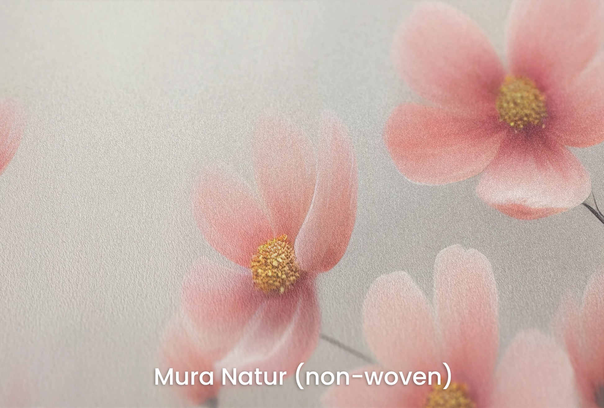 Zbliżenie na artystyczną fototapetę o nazwie Petal Tranquility na podłożu Mura Natur (non-woven) - naturalne i ekologiczne podłoże.