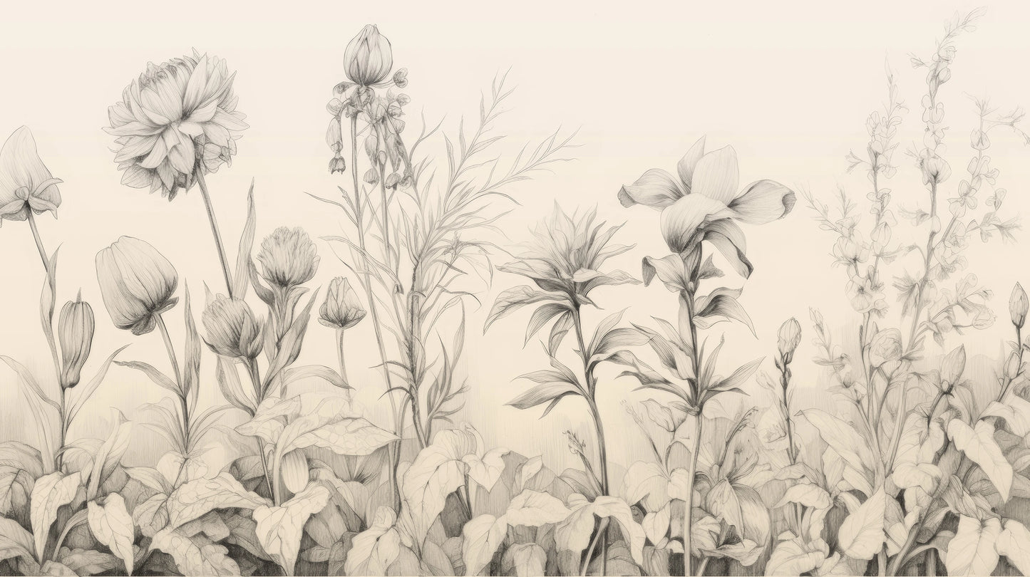 Prezentacja całego wzoru fototapety o nazwie Floral Tranquility