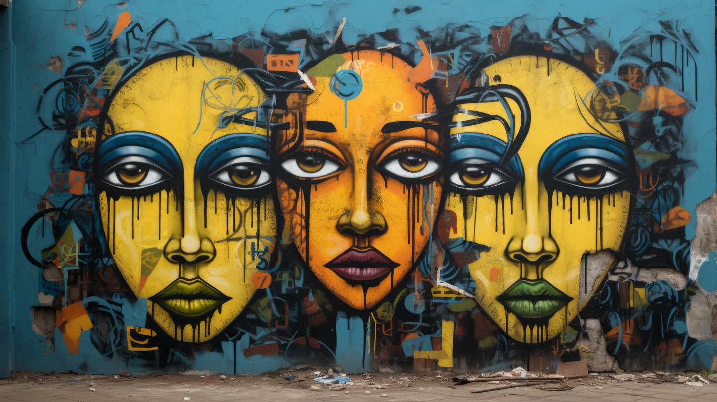 Prezentacja całego wzoru fototapety o nazwie Triptych of Minds