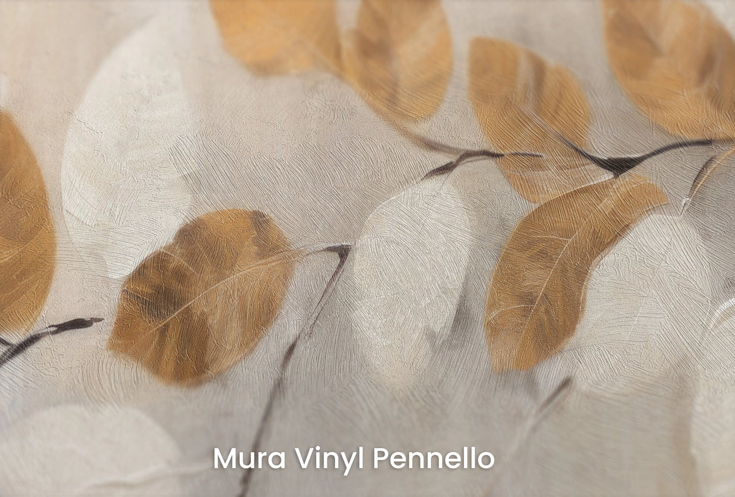 Zbliżenie na artystyczną fototapetę o nazwie Autumn Harmony na podłożu Mura Vinyl Pennello - faktura pociągnięć pędzla malarskiego.