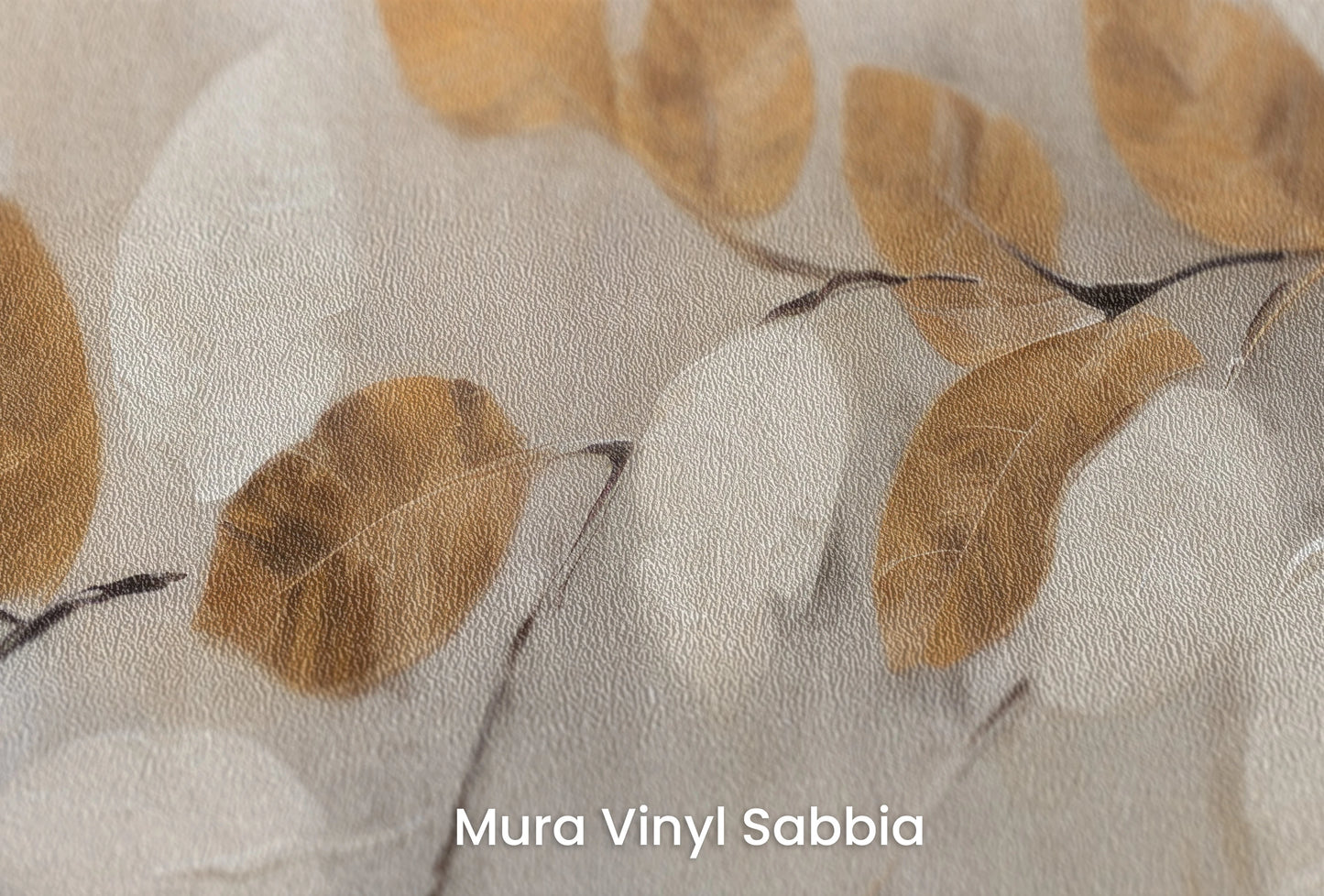 Zbliżenie na artystyczną fototapetę o nazwie Autumn Harmony na podłożu Mura Vinyl Sabbia struktura grubego ziarna piasku.