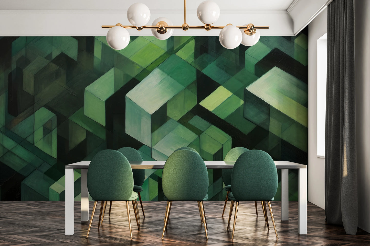 Zdjęcie prezentuje aranżację wnętrza z użyciem fototapety o nazwie Wooden Puzzle pokazanej w aranżacji wnętrza.