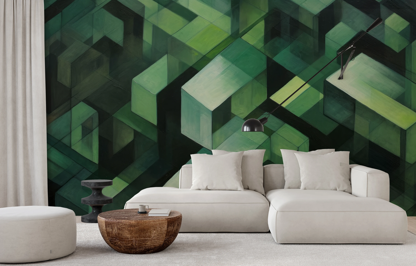 Fototapeta malowana o nazwie Wooden Puzzle pokazana w aranżacji wnętrza.