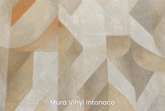 Zbliżenie na artystyczną fototapetę o nazwie Beige Swirl na podłożu Mura Vinyl Intonaco - struktura tartego tynku.