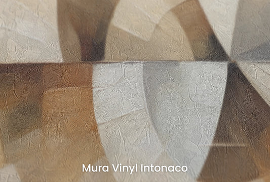 Zbliżenie na artystyczną fototapetę o nazwie Circular Harmony na podłożu Mura Vinyl Intonaco - struktura tartego tynku.
