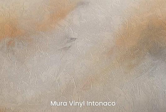 Zbliżenie na artystyczną fototapetę o nazwie GOLDEN PEAKS ABSTRACT LANDSCAPE na podłożu Mura Vinyl Intonaco - struktura tartego tynku.