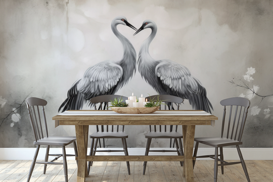 Wzór fototapety artystycznej o nazwie Gentle Embrace #2 pokazanej w aranżacji wnętrza.