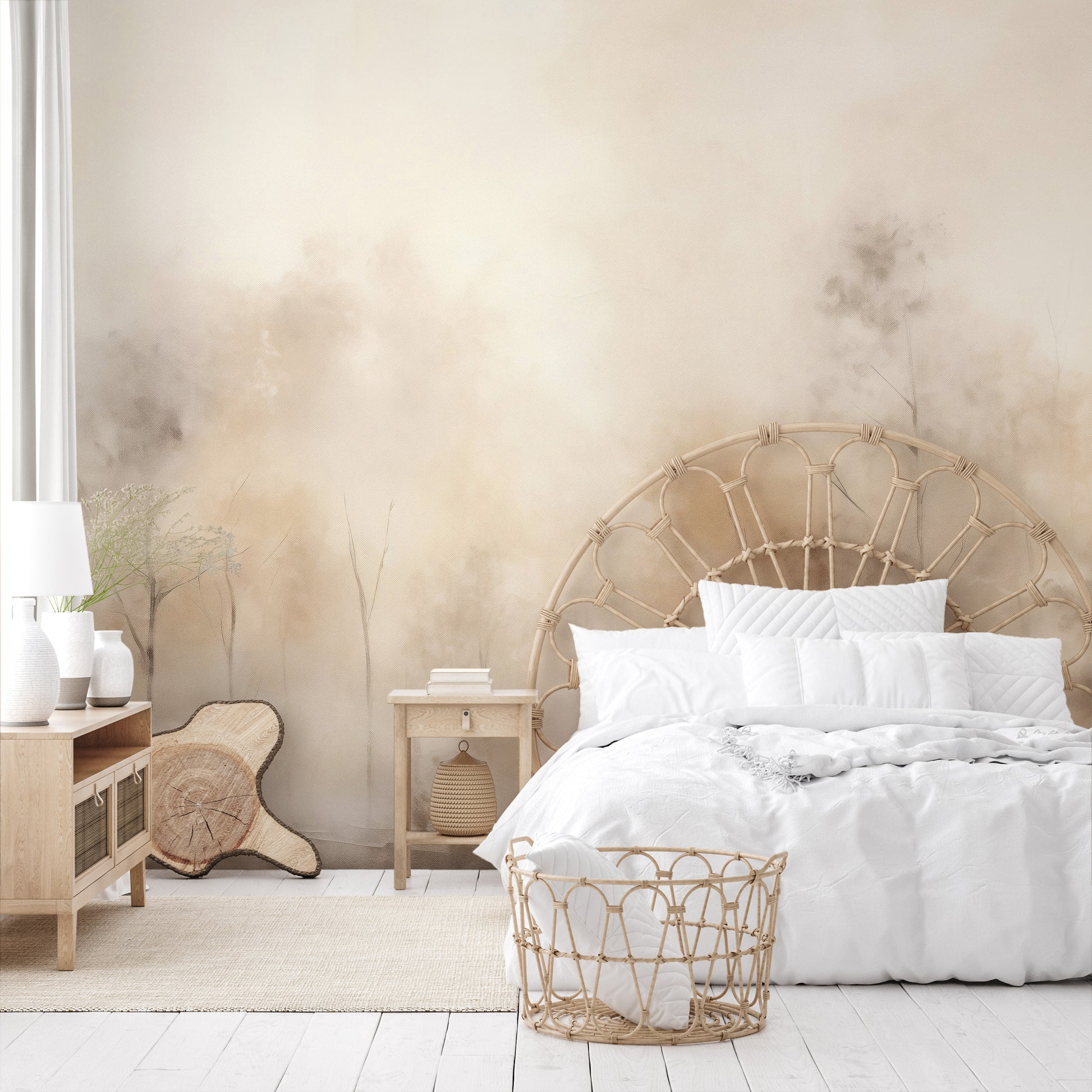 Fototapeta o nazwie AMBER FOG FOREST MURAL użyta w aranzacji wnętrza.