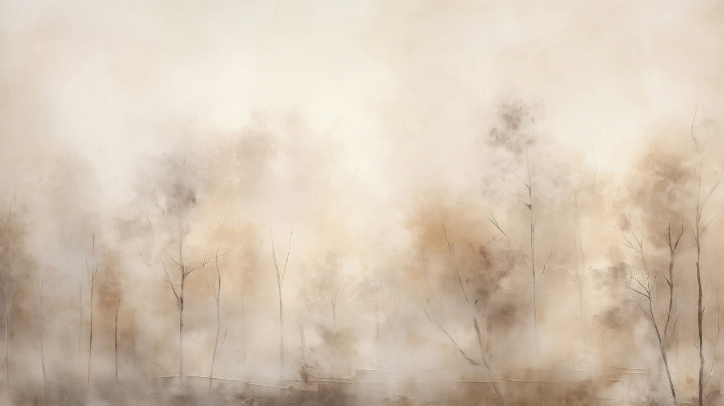 Prezentacja całego wzoru fototapety o nazwie AMBER FOG FOREST MURAL